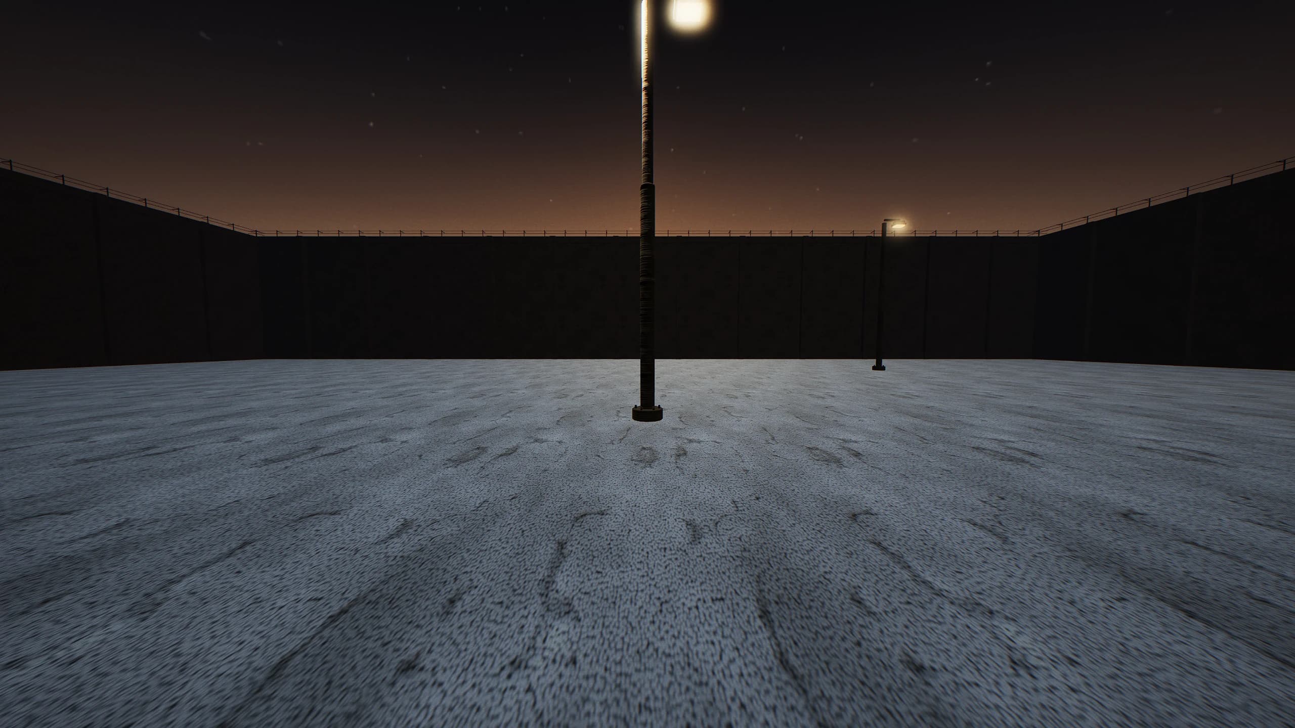 The Directorate end of the yard, looking into the first light beyond the north wall.